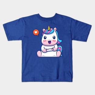 Cute Unicorn Gaming Cartoon Kids T-Shirt